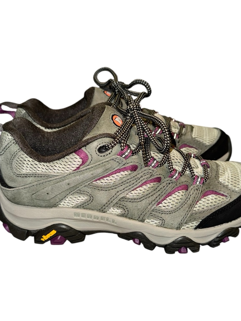 Women’s Merrell Moab 3 Trail Running Shoes - Gray/green with Purple Accents - Picture 3 of 7